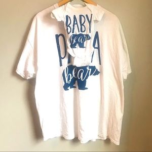 2XL papa bear men’s t shirt with matching NB baby bear onesie